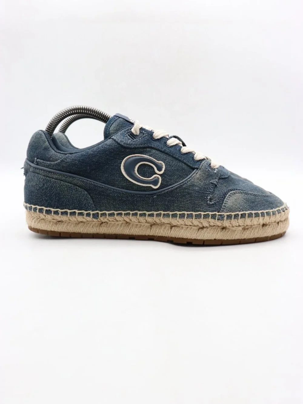 COACH Soho Espadrille Denim Women's Size 9.5 B Lace Up Blue Sneakers